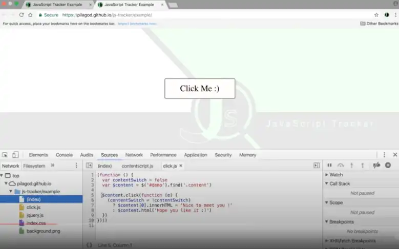 Download web tool or web app JavaScript Tracker