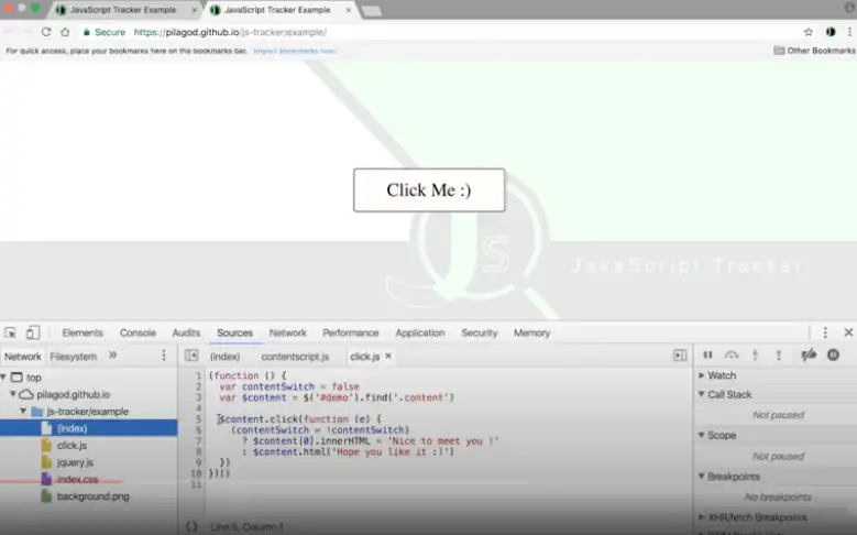 Descargue la herramienta web o la aplicación web JavaScript Tracker