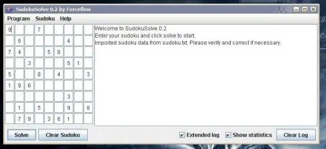 Unduh alat web atau aplikasi web Java Sudoku Solver untuk dijalankan di Windows online melalui Linux online