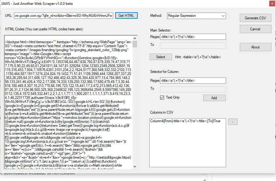 Download web tool or web app JAWS - Just Another Web Scraper