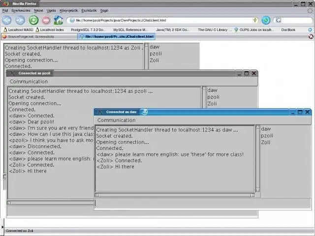 Download web tool or web app JChat - java chat client/server classes