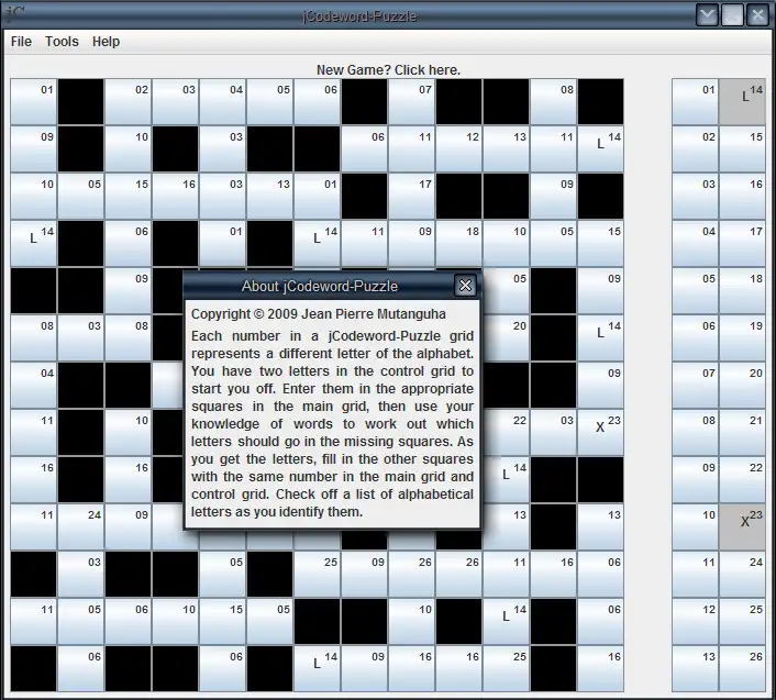 Scarica lo strumento Web o l'app Web jCodeword-Puzzle per eseguirlo online su Linux