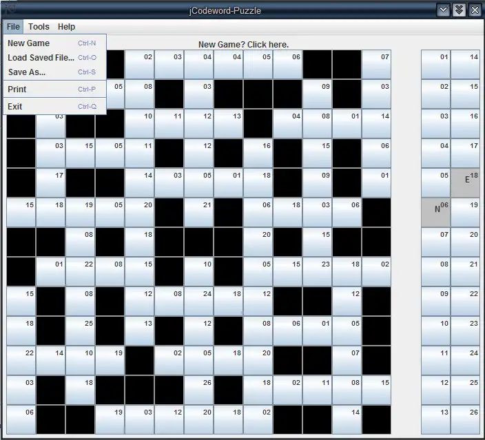 Scarica lo strumento Web o l'app Web jCodeword-Puzzle per eseguirlo online su Linux