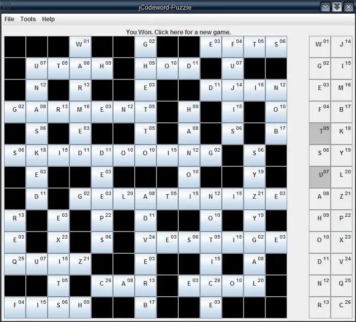 Download web tool or web app jCodeword-Puzzle to run in Windows online over Linux online