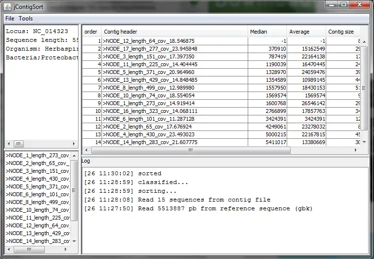 웹 도구 또는 웹 앱 jContigSort 다운로드