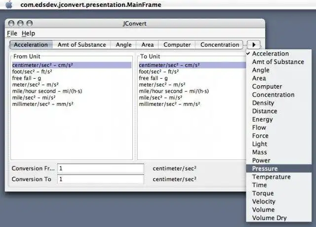 Baixe a ferramenta web ou aplicativo web JConvert - Unit Conversion (baseado em Java) para rodar em Linux online
