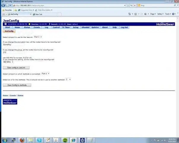 Download web tool or web app JeeLink for HomeSeer