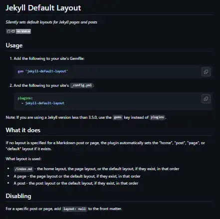 Download web tool or web app Jekyll Default Layout