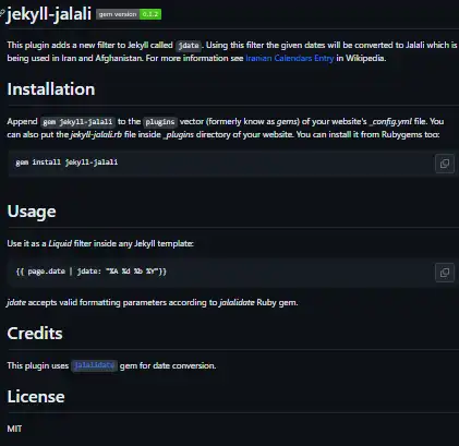 웹 도구 또는 웹 앱 jekyll-jalali 다운로드