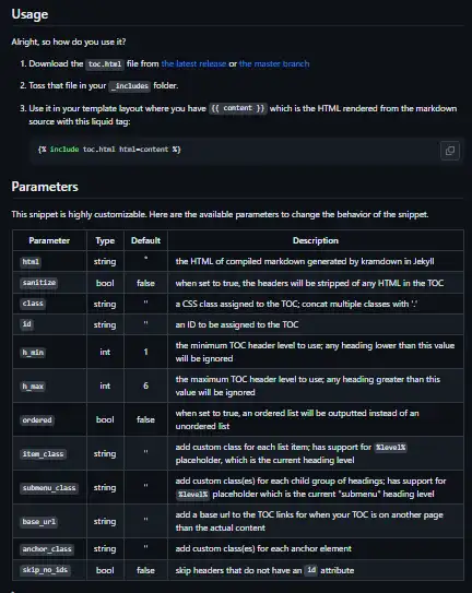 دانلود ابزار وب یا برنامه وب Jekyll Pure Liquid Table of Contents