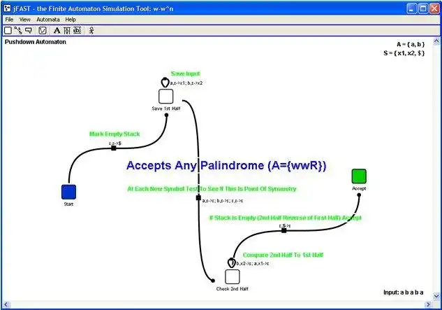 Download web tool or web app jFAST - the Finite Automata Simulator