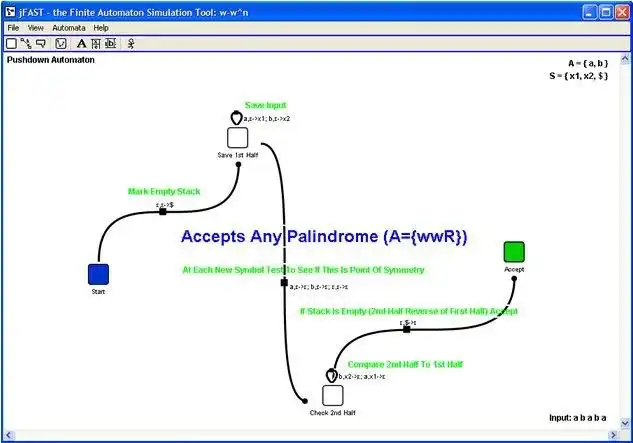 Mag-download ng web tool o web app jFAST - ang Finite Automata Simulator