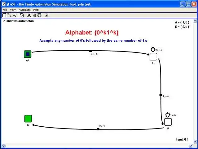 دانلود ابزار وب یا برنامه وب jFAST - Finite Automata Simulator