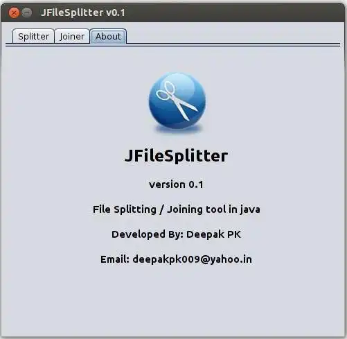 Muat turun alat web atau aplikasi web JFileSplitter