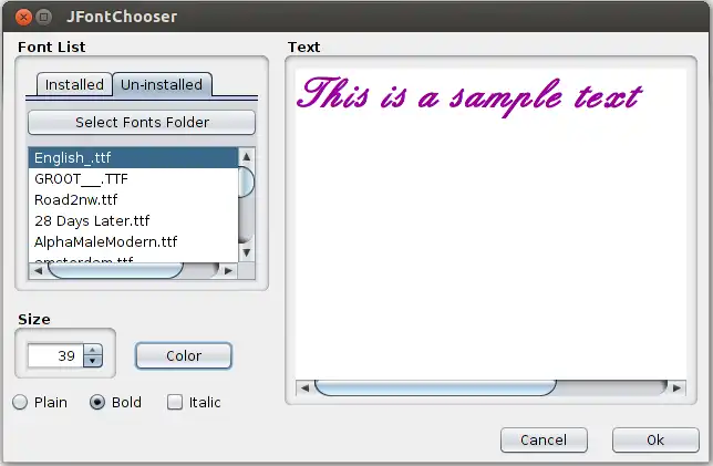 Download web tool or web app JFontChooser