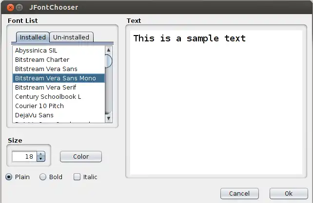 Download web tool or web app JFontChooser
