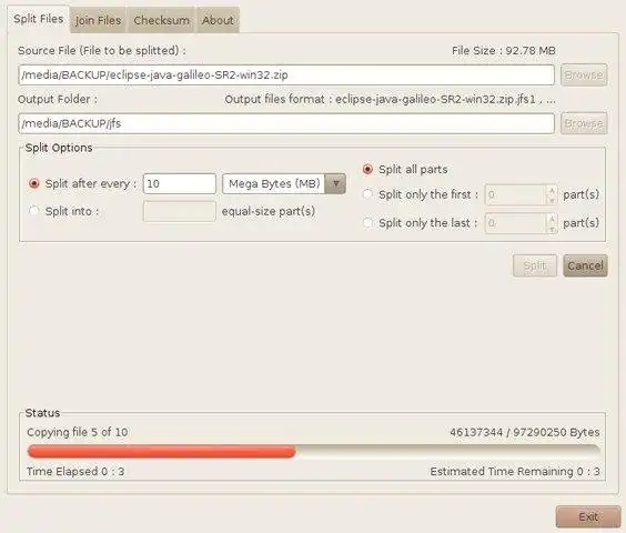 Download webtool of webapp JFSplit - File Splitter en Joiner