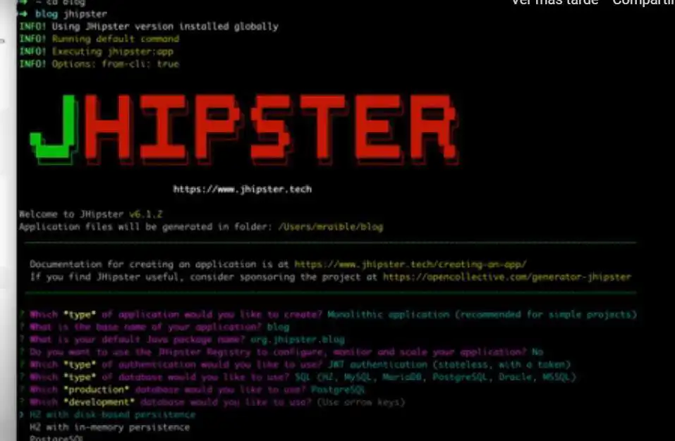 Muat turun alat web atau aplikasi web JHipster