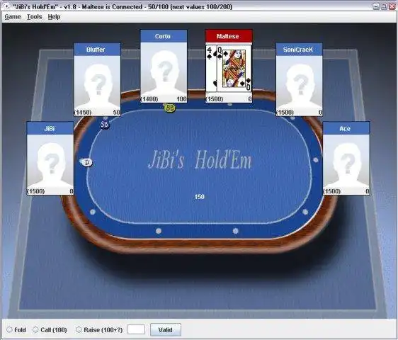 Download web tool or web app JiBis HoldEm to run in Windows online over Linux online