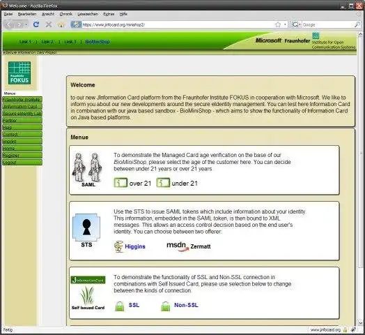 Download web tool or web app JInfoCard