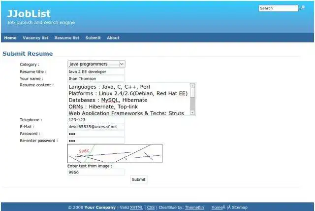 Web aracını veya web uygulamasını indirin JJobList