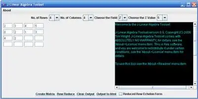 Download web tool or web app J-Linear Algebra Toolset