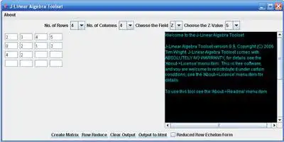 Download web tool or web app J-Linear Algebra Toolset to run in Windows online over Linux online