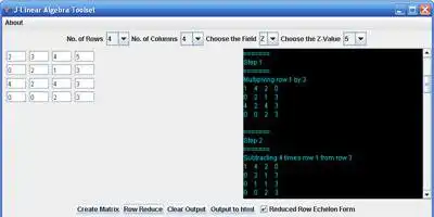 Download web tool or web app J-Linear Algebra Toolset to run in Windows online over Linux online