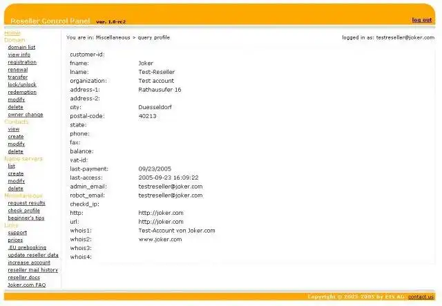Download web tool or web app Joker.com PHP client