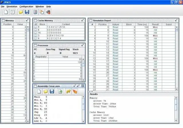 قم بتنزيل أداة الويب أو تطبيق الويب JPACS: Java Processor و Cache Simulator