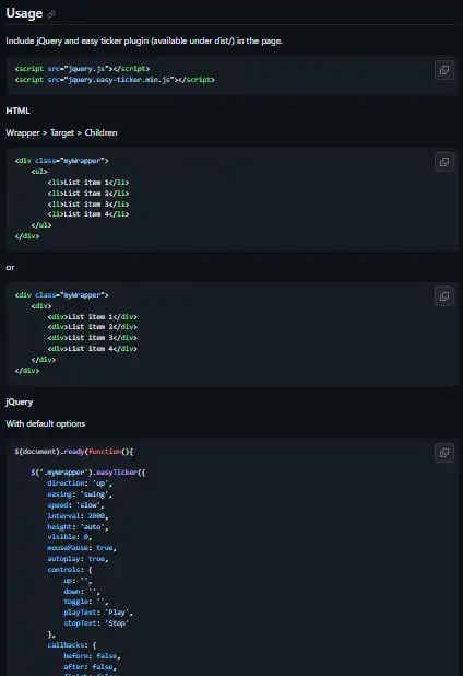 Téléchargez l'outil Web ou l'application Web Plugin jQuery Easy Ticker