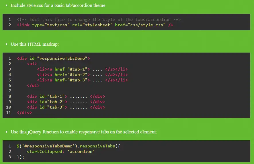 Pobierz narzędzie internetowe lub aplikację internetową jQuery Responsive Tabs