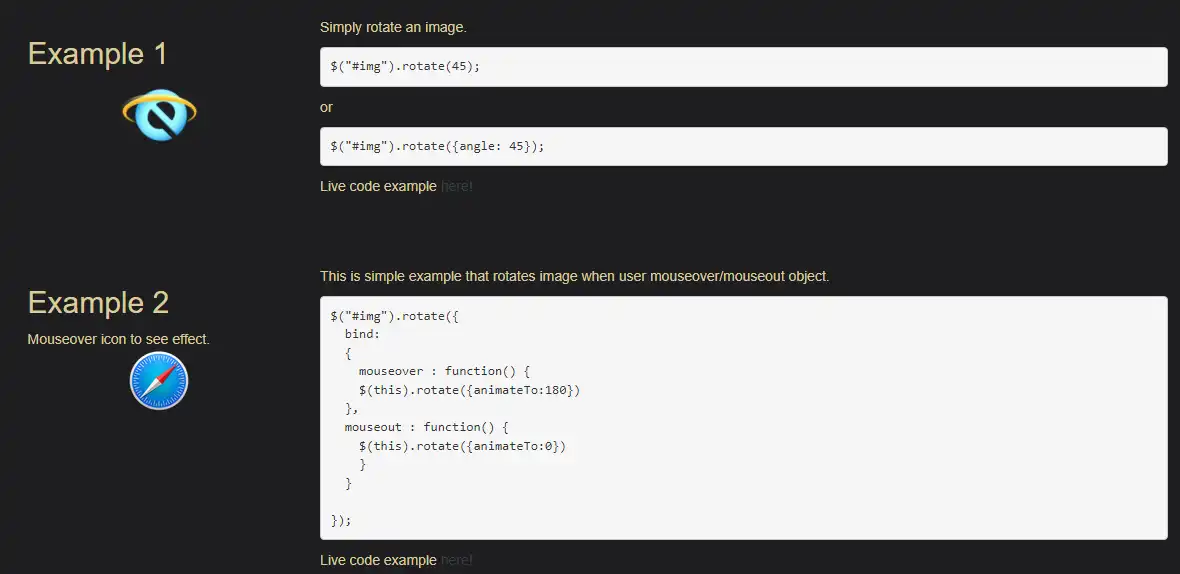 Download web tool or web app jqueryrotate