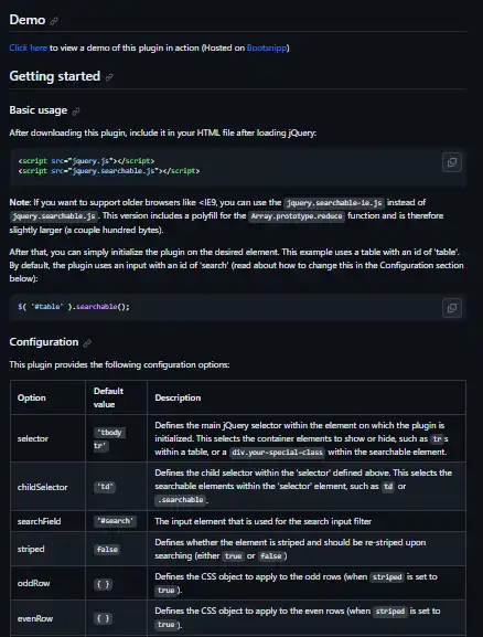 വെബ് ടൂൾ അല്ലെങ്കിൽ വെബ് ആപ്പ് jQuery തിരയാവുന്ന പ്ലഗിൻ ഡൗൺലോഡ് ചെയ്യുക