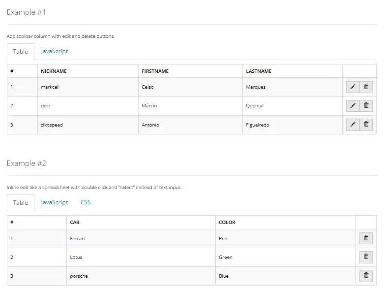 Unduh alat web atau aplikasi web jQuery-Tabledit