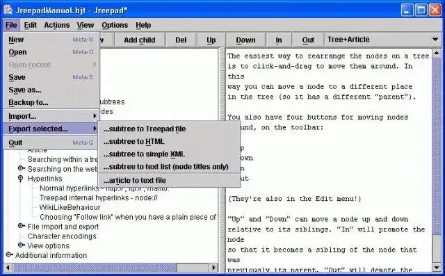 Загрузите веб-инструмент или веб-приложение Jreepad - Java Treepad Editor