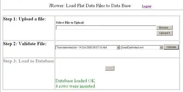 Download web tool or web app JRower, load db from file