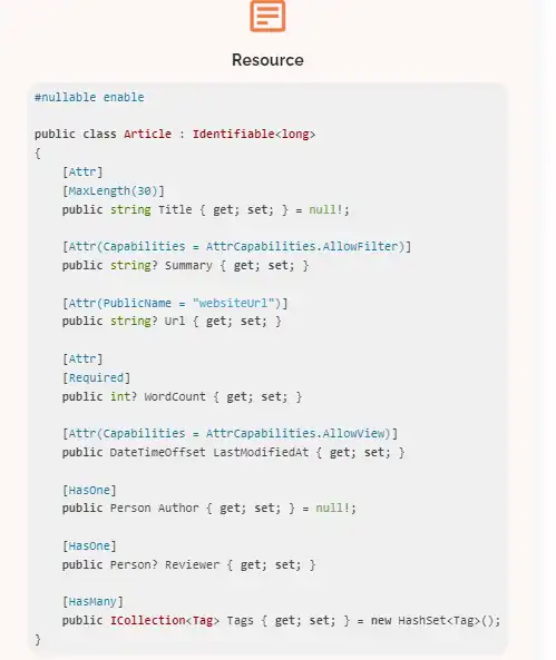 웹 도구 또는 웹 앱 다운로드 JsonApiDotNetCore