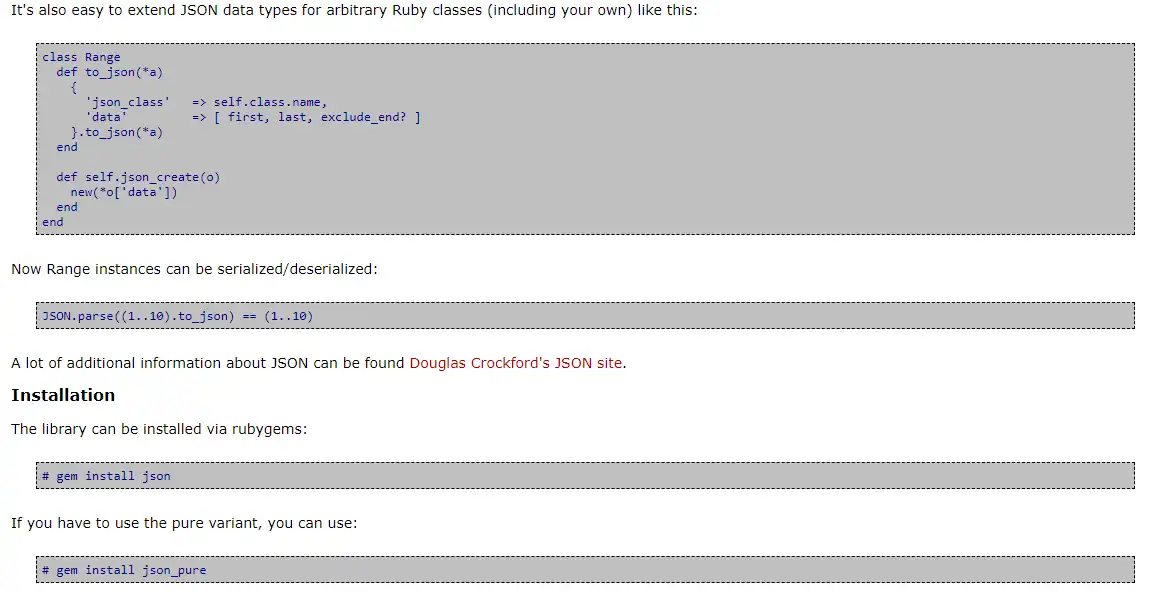 Téléchargez l'implémentation JSON d'un outil Web ou d'une application Web pour Ruby
