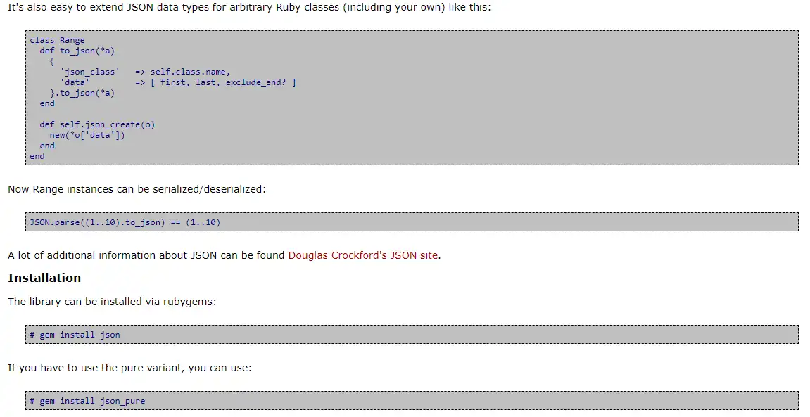 Laden Sie die Web-Tool- oder Web-App-JSON-Implementierung für Ruby herunter