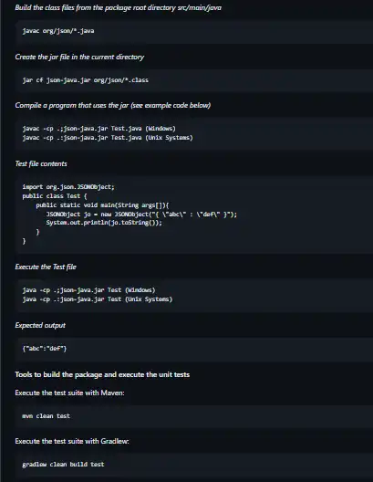 Download web tool or web app JSON-java