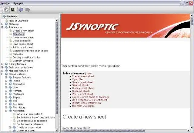 قم بتنزيل أداة الويب أو تطبيق الويب JSynoptic - محرر الأوراق الرسومية