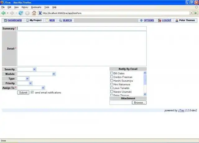 Download web tool or web app JTrac