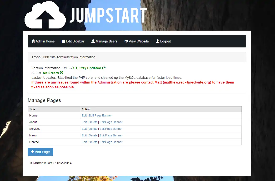 Завантажте веб-інструмент або веб-програму Jumpstart CMS