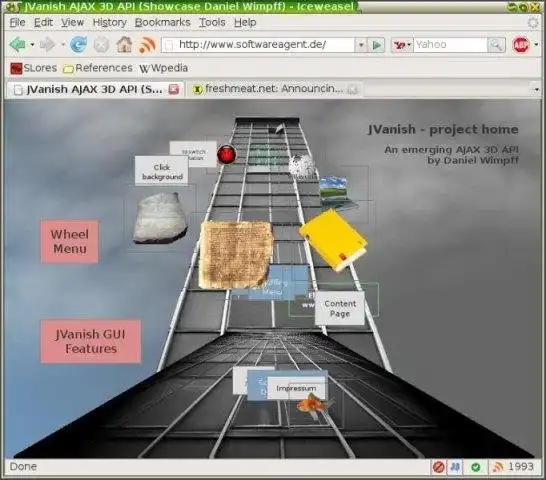 Laden Sie das Web-Tool oder die Web-App JVanish herunter - eine aufstrebende AJAX-3D-API