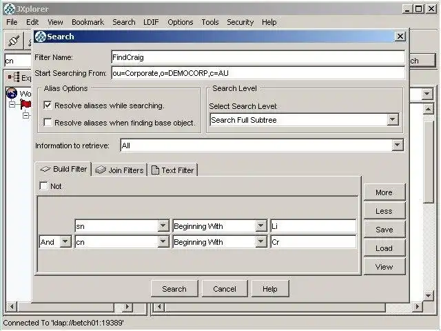 Загрузите веб-инструмент или веб-приложение JXplorer - браузер Java Ldap