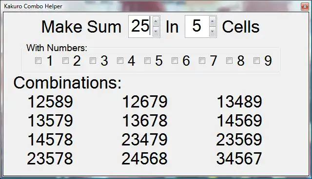 Download web tool or web app Kakuro Combo Helper to run in Windows online over Linux online