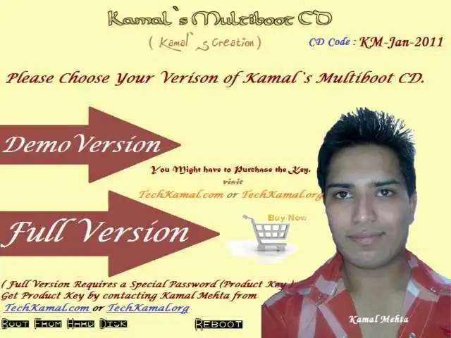 Загрузите веб-инструмент или веб-приложение Kamal`s Multiboot Cd