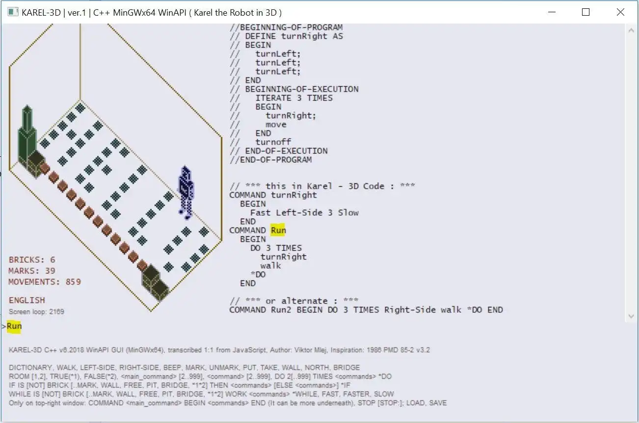 Download web tool or web app KAREL 3D C++  ( Karel the Robot in 3D )