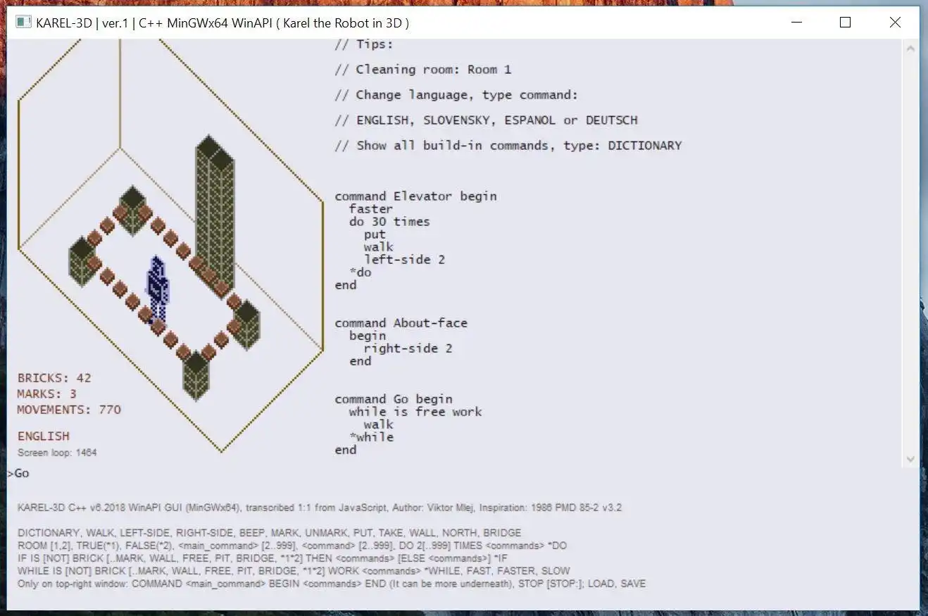 Download web tool or web app KAREL 3D C++  ( Karel the Robot in 3D )